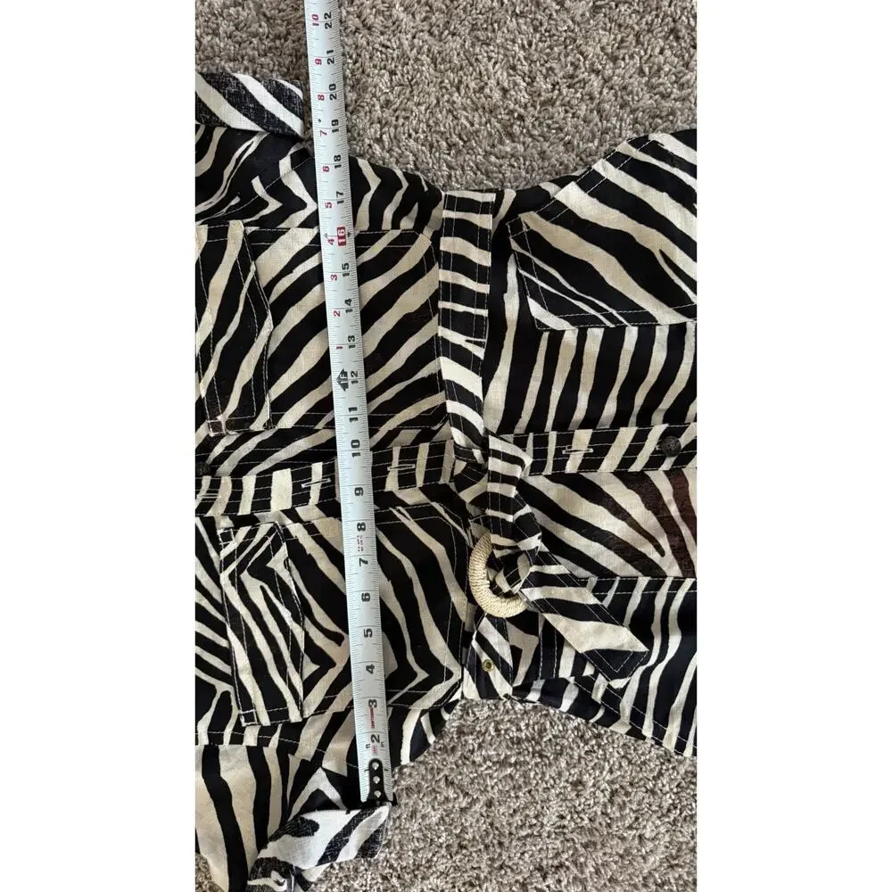 Banana Republic Zebra Print Linen Safari Romper Sz XXS